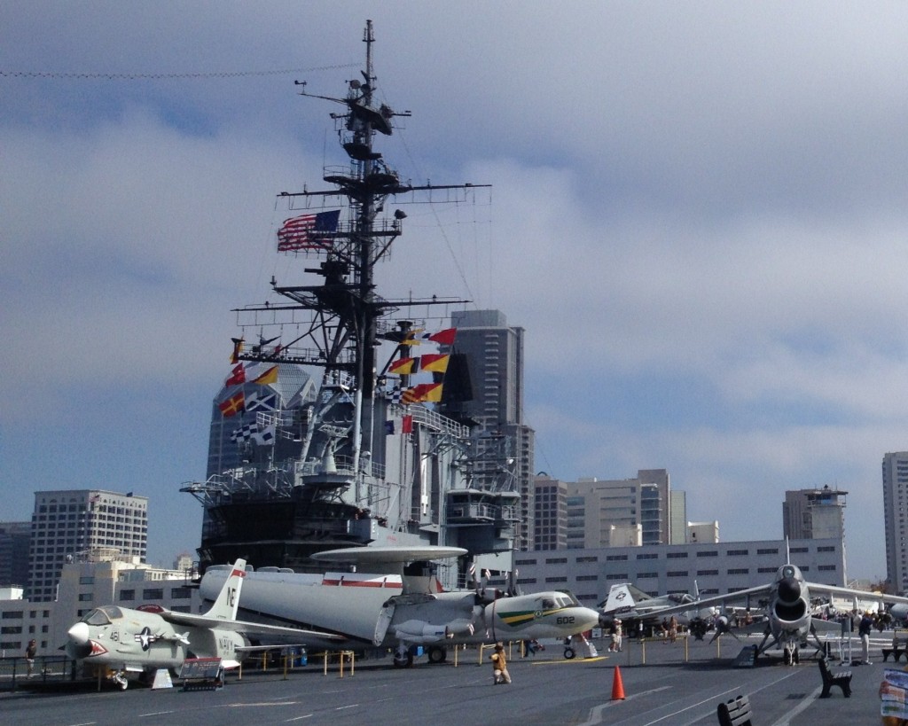 USS Midway Deck with views of San Diego in the background