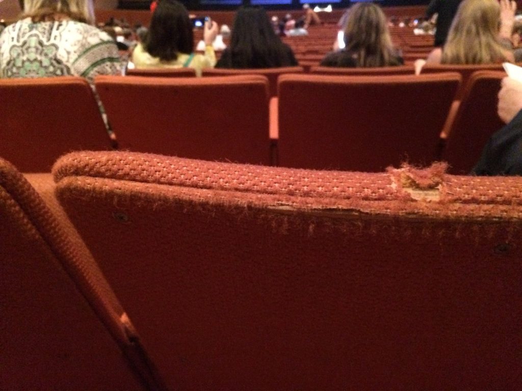 Tattered, dirty seats at ASU's Gammage theater October 2015.