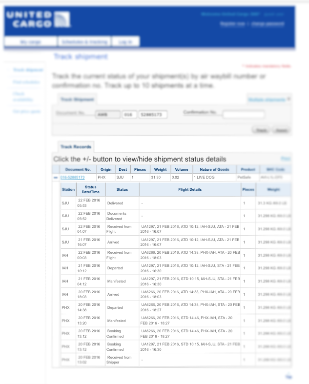 PetSafe Tracking screen