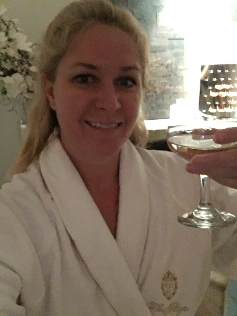 Guerlain Spa Before Facial, relaxing with Champagne
