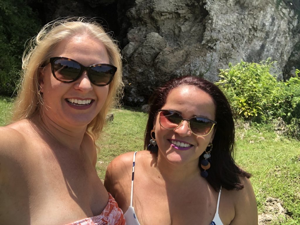 Jen There Done That having fun with Olga Maria (Dreams in Heels) for our private cave tour at the Parque Historico of Cueva Maria de la Cruz in Loiza, Puerto Rico